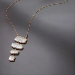 J. Jill Gold and Cream Layered Pendant Necklace 24” adjustable